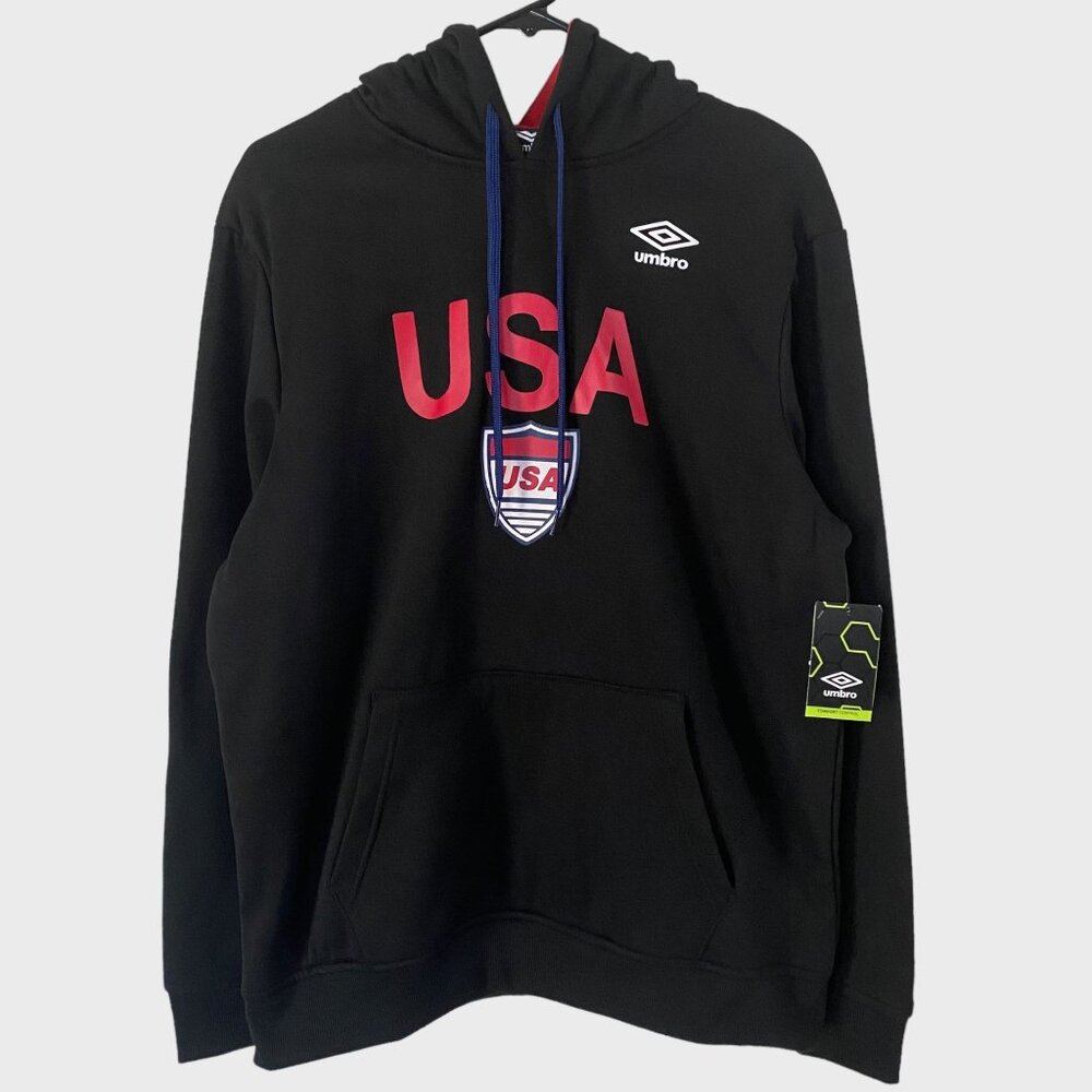 Umbro Team USA Soccer Hoodie Black Men's Medium Athletic Pullover Sweatshirt New